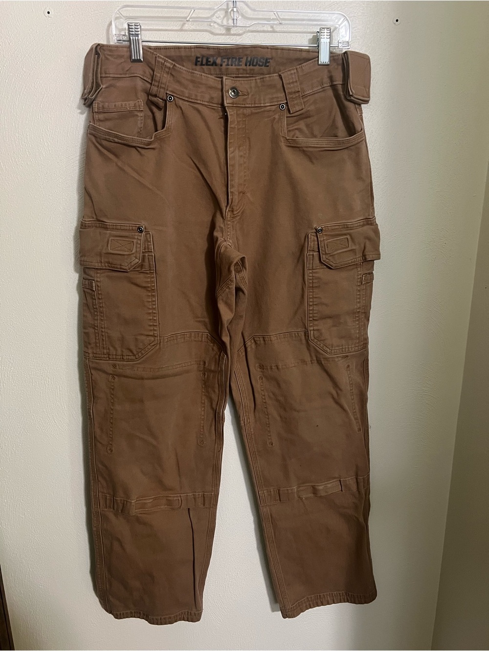 DULUTH TRADING CO Flex Fire Hose Cargo Rugged Work Pants Tan Men's‎ Size 34 x32